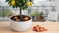 Jablkové šupky ku koreňom citrónovníka: jednoduchý trik pre zelenšie listy